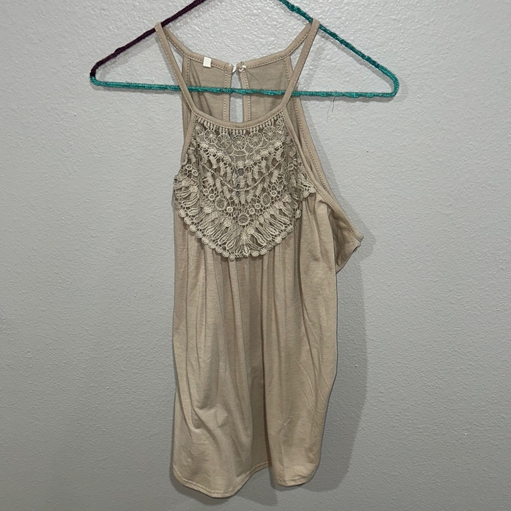 Beige Crochet Halter Top